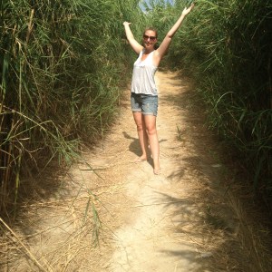 Path to the beach...see how happy Emma is!